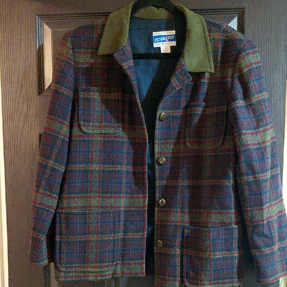 Pendleton Women's Plaid Wool Jacket - Blue and Green